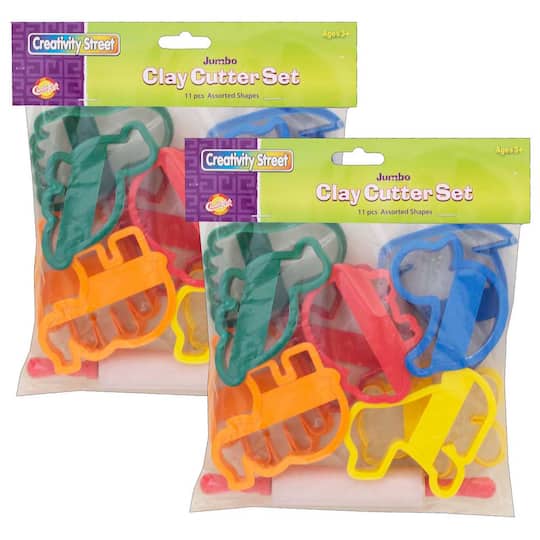 Creativity Street® Jumbo Dough & Clay Cutter Set with Rolling Pin, 2 Sets of 20